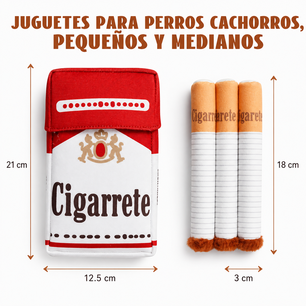 Juguete Interactivo de Peluche para Perros con Diseño Divertido de Cigarrillos