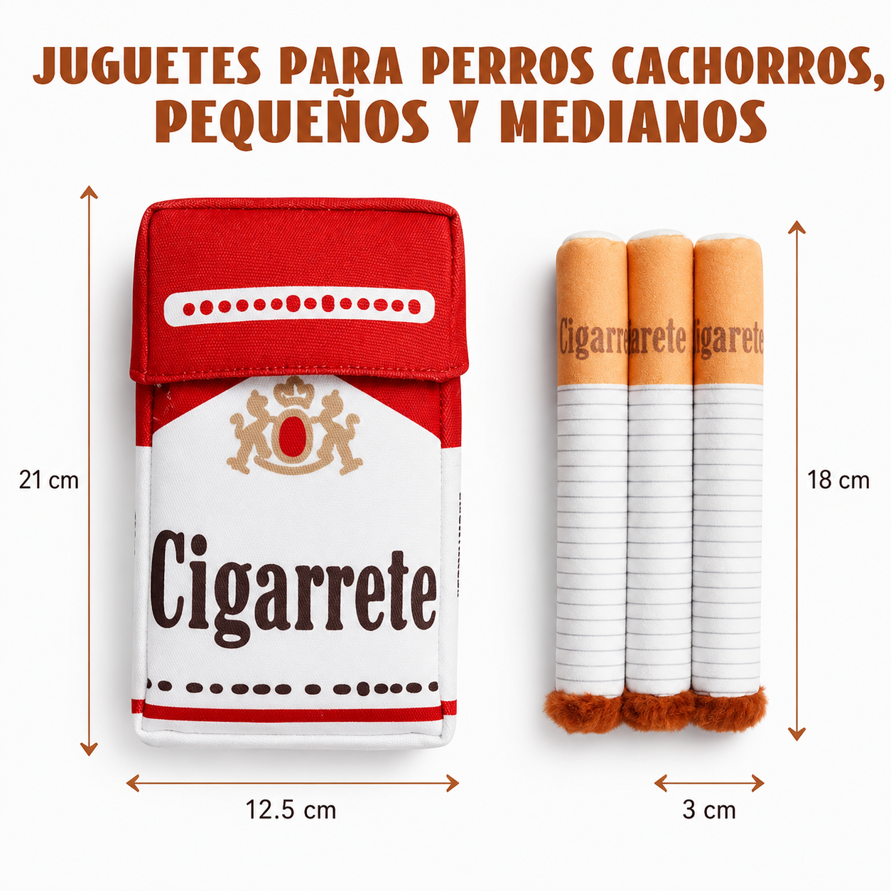 Juguete Interactivo de Peluche para Perros con Diseño Divertido de Cigarrillos