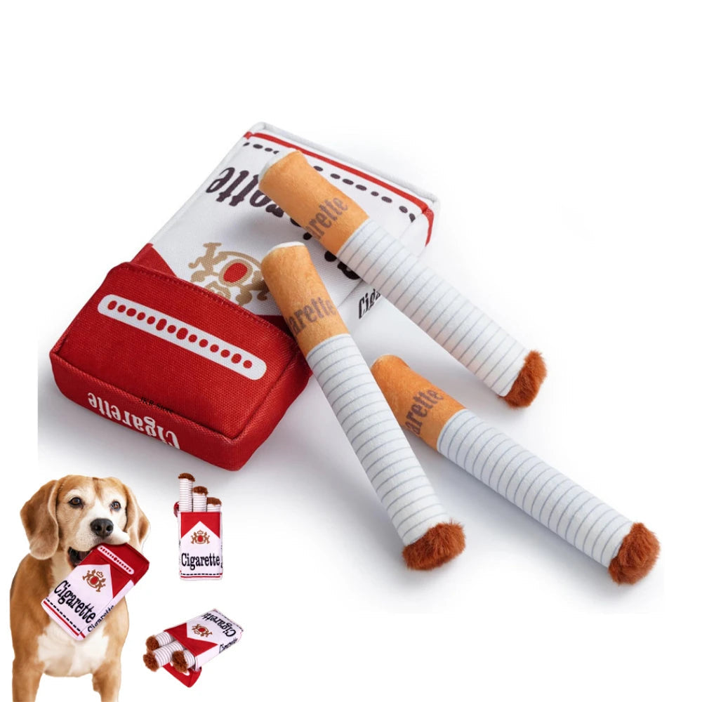 Juguete Interactivo de Peluche para Perros con Diseño Divertido de Cigarrillos