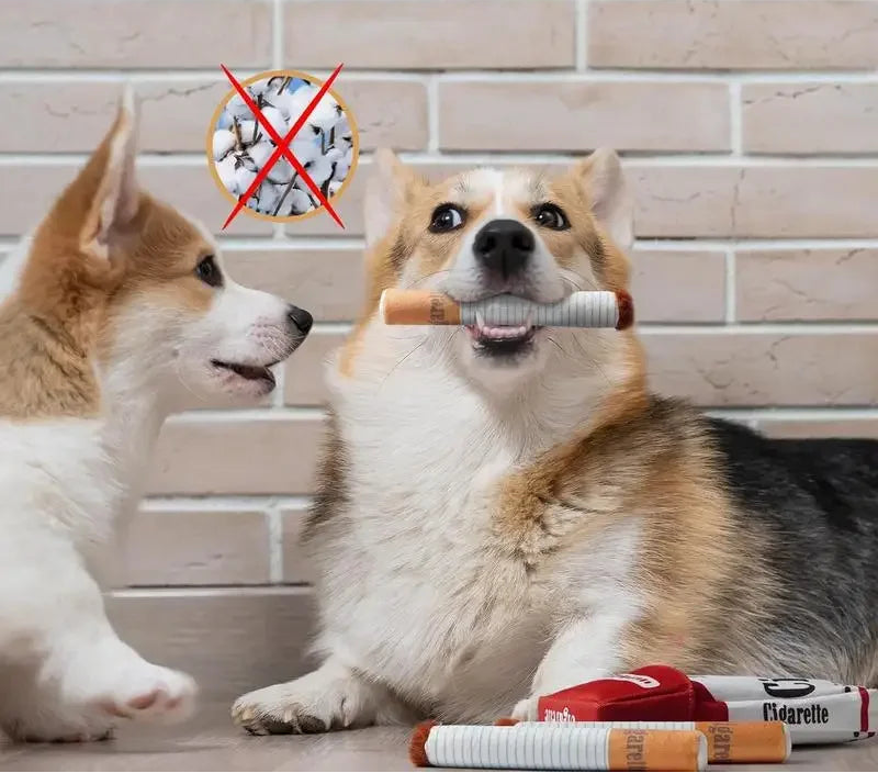 Juguete Interactivo de Peluche para Perros con Diseño Divertido de Cigarrillos