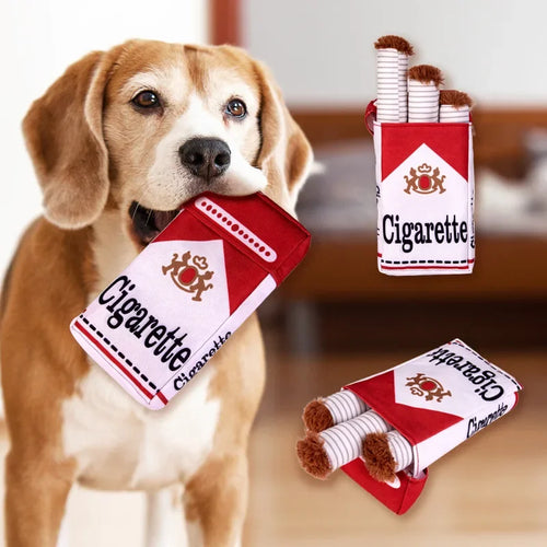 Juguete Interactivo de Peluche para Perros con Diseño Divertido de Cigarrillos
